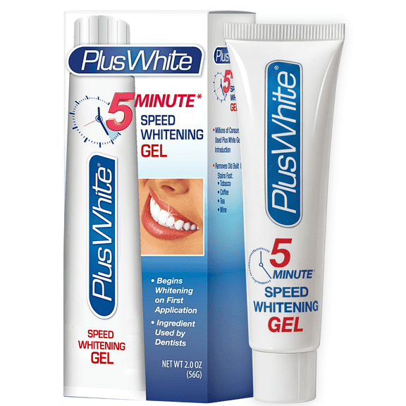 Plus White Speed Whitening Gel - 5 Minute Results - Professional at Home Teeth Whitening w/Dentist Approved Ingredient & Tooth Stain Remover (2 oz)
