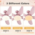 thumbnail image 3 of Infans 42" Kids Ceiling Fan w/LED Light 3 Color Temperature Remote Control Pink, 3 of 7