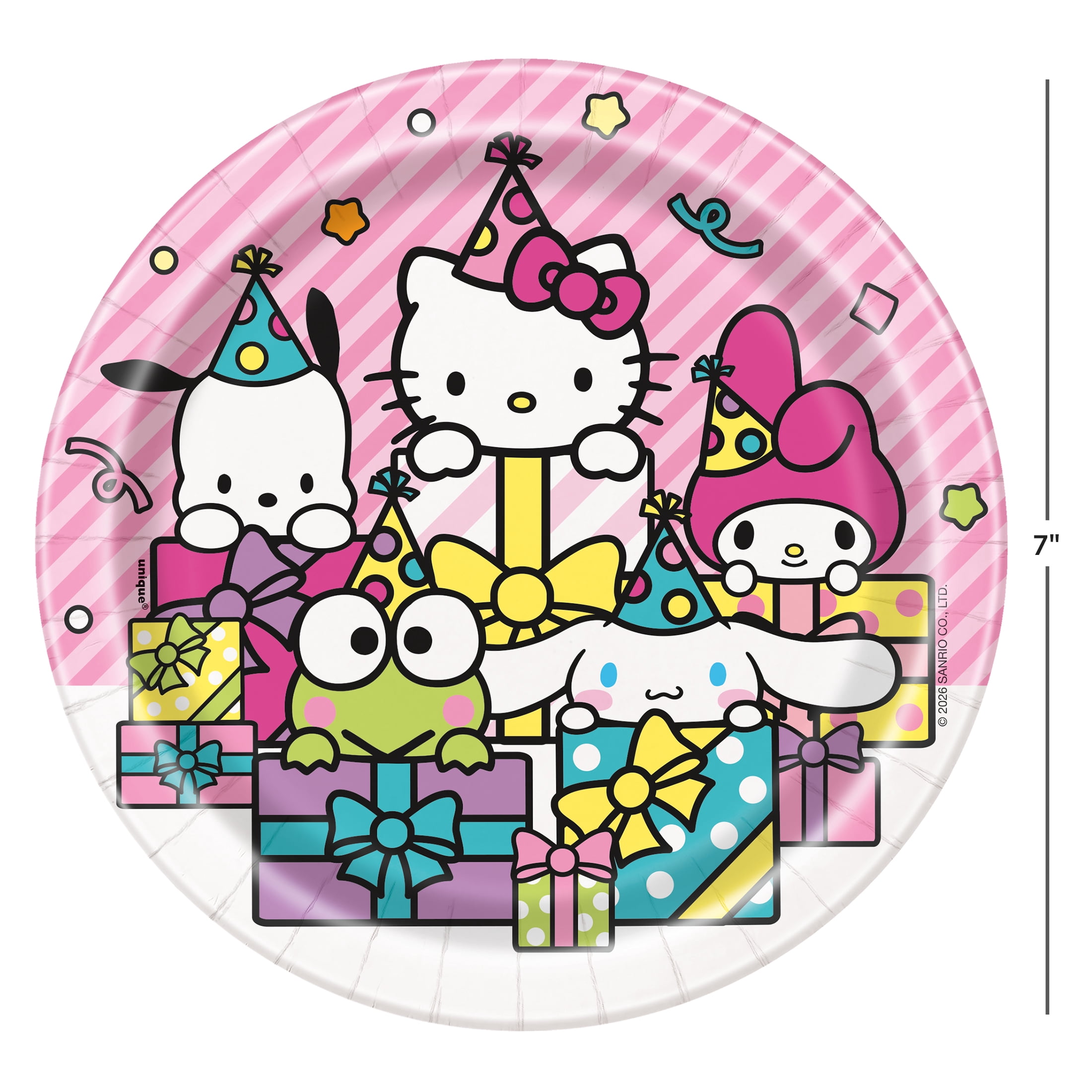 Hello Kitty 8 Count 6.75IN Multicolor Dessert Paper Plates