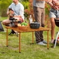 thumbnail image 2 of Portable Folding Roll-Up Camping Picnic Table, Natural Wooden Surface, with Carrying Bag, Foldable Design, Suitable for Outdoor, Beach, Party & Small Gatherings (4-6 People), 2 of 18
