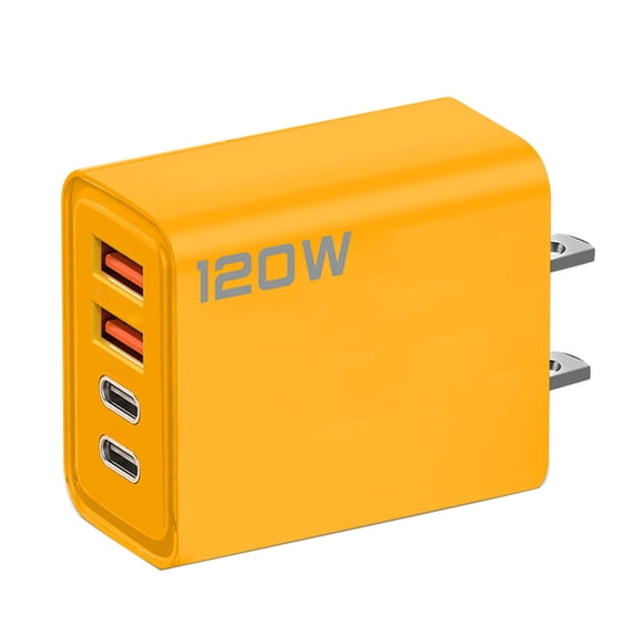 Chargeur Multiport USB 120W, Chargeur Mural USB‐C PD Bloc de Charge Rapide avec 4 Ports, Adaptateur d'Alimentation Type‐C pour iPhone Samsung Ordinateur Portable Tablette, Chargeur USB Compact de Voyage pour la Maison, le Bureau, les Voyages