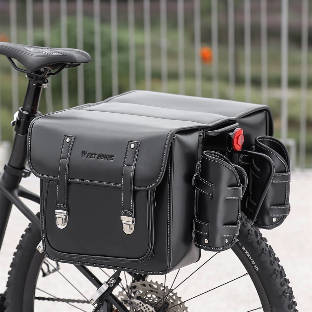 HOT Rear Rack Leather Pannier Bags Leather Bag For Rear Bike