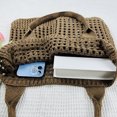 thumbnail image 3 of Bolso de ganchillo para mujer, bolso hobo de gran capacidad, bolso grande de compras suave (café), 3 of 8