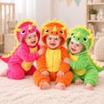thumbnail image 6 of KPOPLK Dino Infant Romper Hooded Outfit Unisex Halloween Bodysuit Long Sleeve Zipper Jumpsuit Bodysuit for 3 6 9 Months(Green,1-3 Months), 6 of 8