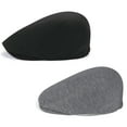 Zando Men's 2Pack Classic Newsboy Beret Hats, Herringbone Flat Cap, Ivy Cabbie Golf Hat Black