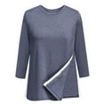 thumbnail image 3 of Post Shoulder Surgery Shirts for Women 3/4 Sleeve Tear Away Side Slit Crewneck Chemo Port Adaptive Clothing, 3 of 5