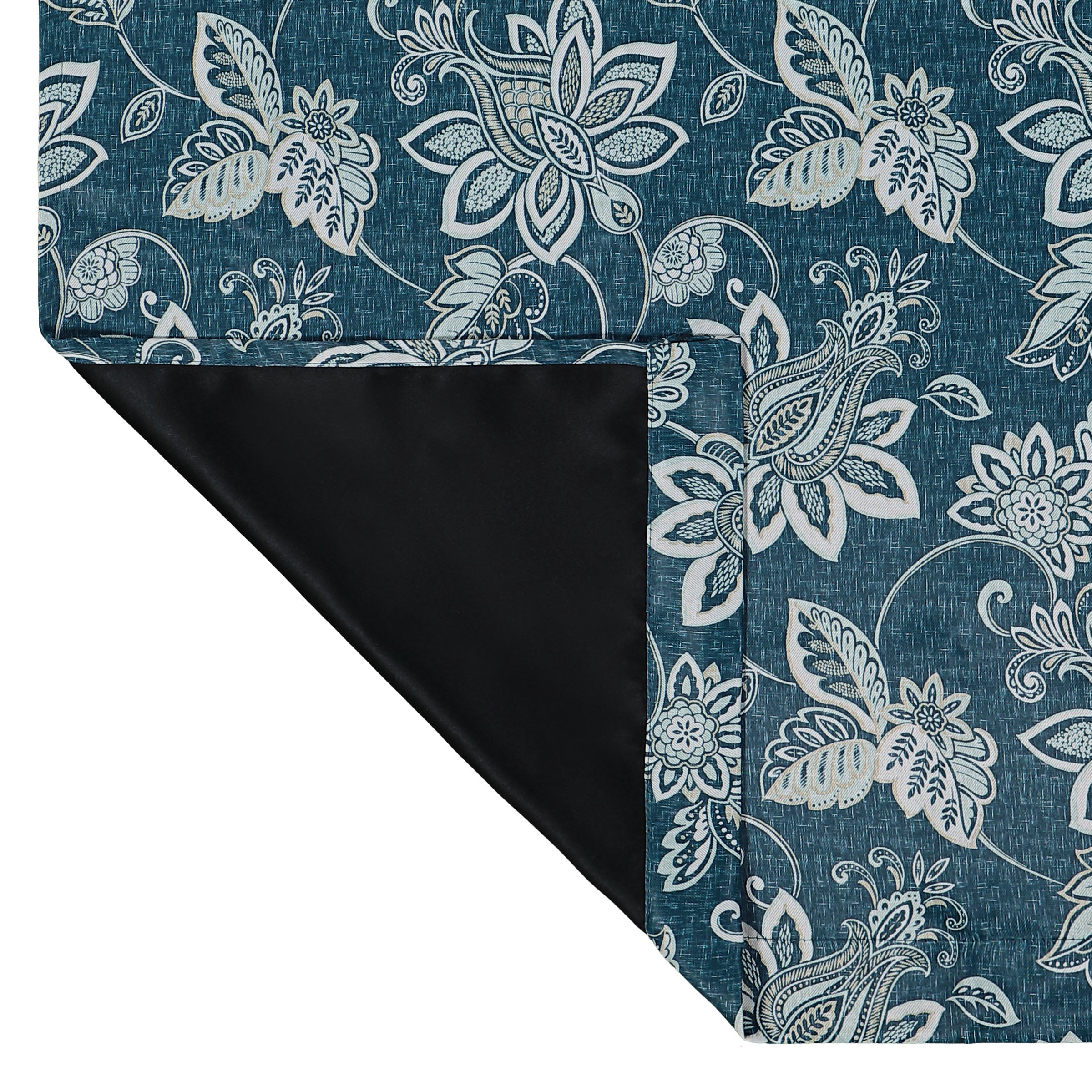 Eclipse Phoenix Solid Blackout Curtains, Set of 2, 84 Inch Long Blackout Curtains, 37"W x 84"L, Indigo Botanical