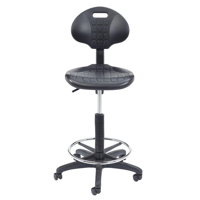 Pemberly Row Chaise de Travail Moderne en Polyuréthane Noire, Hauteur 22-32 Pouces