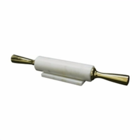 Classy Marble Rolling Pin With Metal Handles, White And Gold