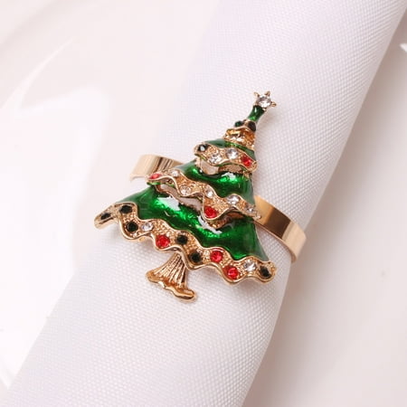 

Christmas Holiday Deer Head Napkin Buckle Snow Napkin Ring Bell Christmas Tree Napkin Ring