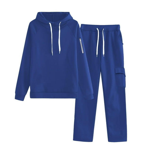 cfhntfmh Womens Sweatsuits 2 Piece Sets Drawstring Lounge Hoodies and Straight Leg Sweatpants with Pockets Matching Outfits