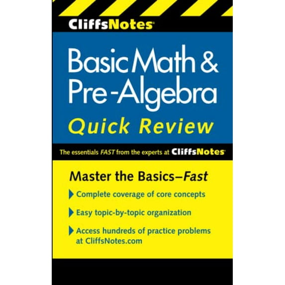 Pre-Owned Cliffs Quick Review (Paperback): Cliffsnotes Basic Math & Pre-Algebra Quick Review, 2nd Edition (Paperback)