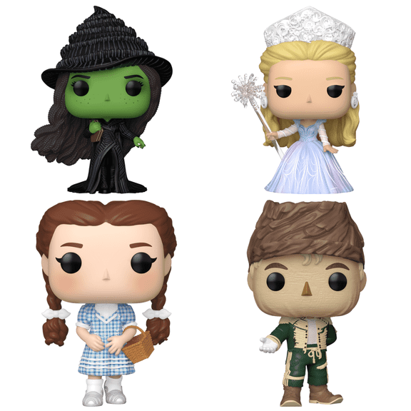 Funko Pop! Disney Wicked for Good Set of 4 – Elphaba, Glinda, Dorothy & Scarecrow Vinyl Figures with Pop Protectors | Collector’s Exclusive