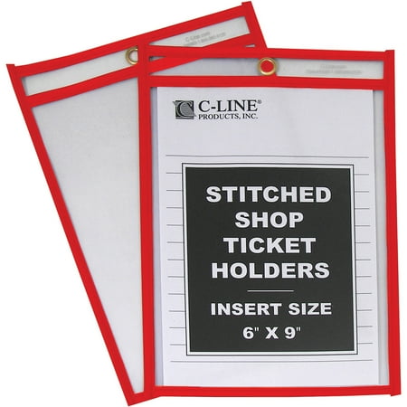 UPC: 0038944439693 | C-Line  CLI43969  Hanging Strap Shop Ticket Holder  25 / Box  Red Clear