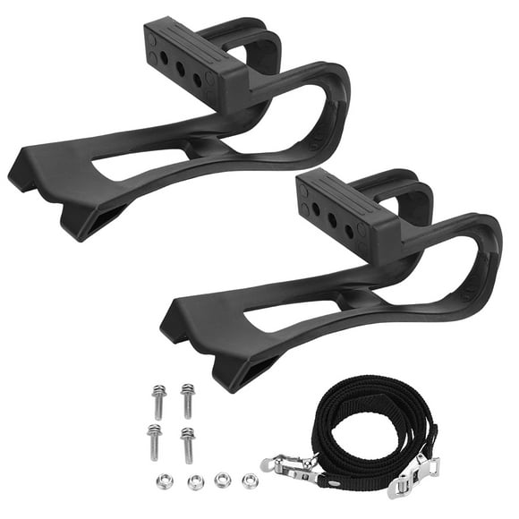Garosa Plastic Black Adjustable Bike Pedals Straps Anti-slip Toe Clip Belt Bicycle Accessory, Bike Pedal Adjustable Straps, Bike Toe Clip