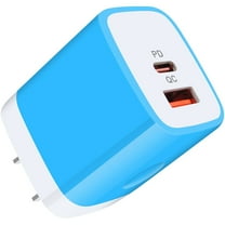 USB C Block,USB C Charger Block FiveBox 20W PD Android Type C Charger Block,iPhone Charger,QC3.0 Dual USB C Wall Charger Plug Power Adapter USB C Brick Fast Charging Block Type C Block,,Blue
