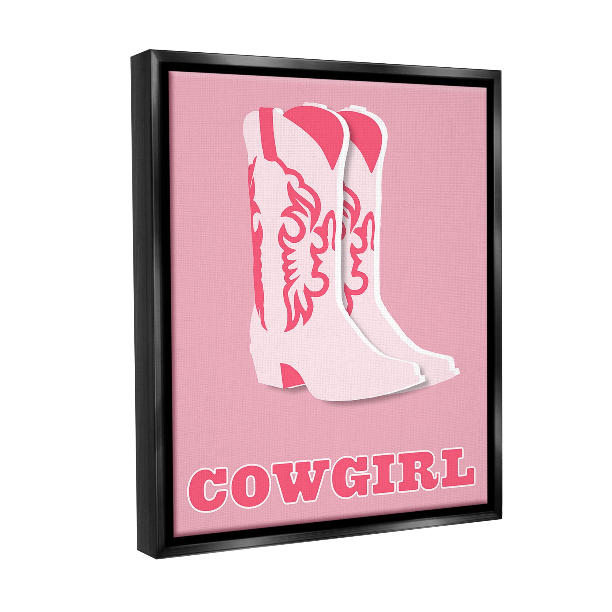 Stupell Industries Pastel Blush Cowgirl Boots Beauty & Fashion Painting Black Floater Framed Canvas Art Print Wall Art, 25 x 31