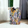thumbnail image 6 of Yayeee Freestanding Laundry Hamper with Handle Collapsible Large Storage Basket for Clothes, Purple Flowers, 6 of 7