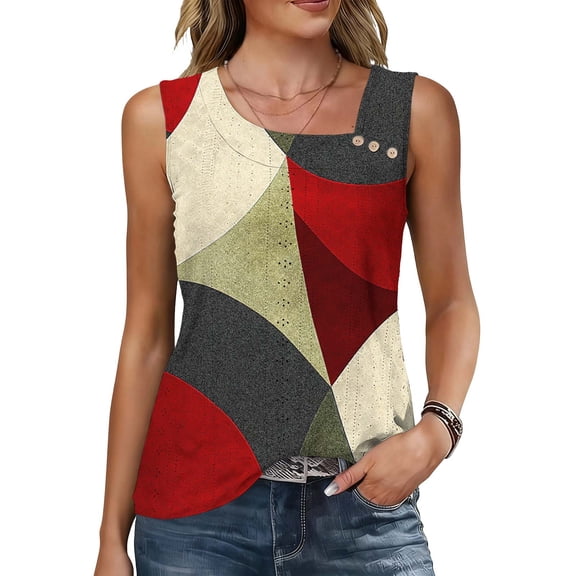BRGZLK Womens Sleeveless Summer Tank Tops Square Neck Buttons Blouses Casual Tunics Basic Business Work T Shirts