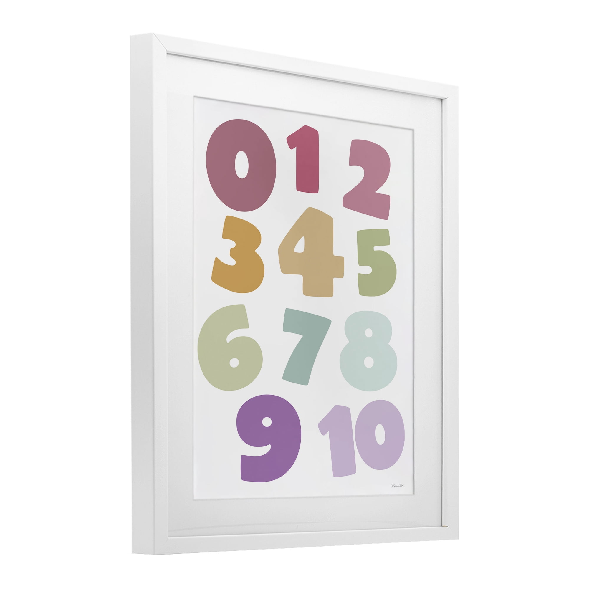 Stupell Industries Muted Counting Numbers White Framed Print Under Glass, design by Susan Ball