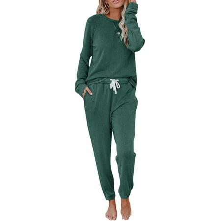 

Womens Pajama Sets Long Sleeve Top & Pants 2 Piece Casual Nightwear