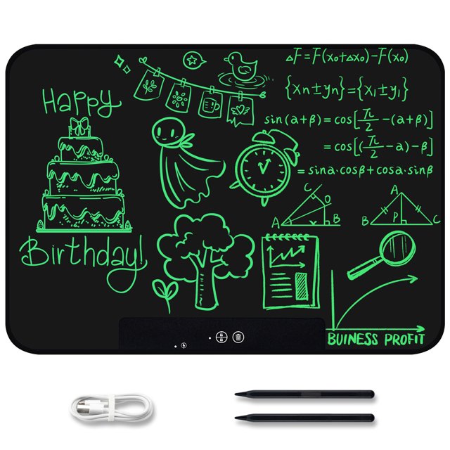 LVCHENG Tablette d'Écriture LCD 21 Pouces Écran Monochrome Rechargeable avec 2 Stylets Noir