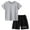 Grey, variant on Ruyang Boys 2 Piece Athletic Set Short Sleeve Tee and Elastic Waist Shorts Breathable Outfits for Teen Kids Boys Summer Clothes