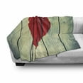 thumbnail image 3 of Love Soft Flannel Fleece Throw Blanket, Heart Painted on Rustic Wooden Wall Romance Affection Pleasure Themed Print, Cozy Plush for Indoor and Outdoor Use, 50" x 60", Red Pale Green, by Ambesonne, 3 of 6