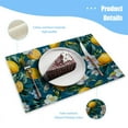 thumbnail image 3 of BaHomeck placemats Set of 4 rectangle Linen Cotton Placemats for Dining Table Washable Heat Resistant,18*12inch,Lemons And White Flowers On Dark Blue Background, 3 of 4