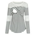 thumbnail image 4 of Bellella Womens Maternity Nursing Tops Comfy Long Sleeve Breastfeeding T-Shirt Autumn Winter Fall Stripe Blouse Tops, 4 of 6