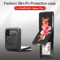 thumbnail image 2 of Cute Case Apply to Samsung Galaxy Z Flip 3,Luxury Leather Card Slot +Silicone Bumper Business Style Ultra-Thin Anti-Fall Flip Protector for Galaxy Z Flip 3 5G 2021 (C Black), 2 of 14