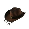 thumbnail image 2 of Sombrero de vaquero occidental para hombre y mujer, sombrero de vaquera panamá de ala ancha, sombrero de protección solar Marrón, 2 of 6