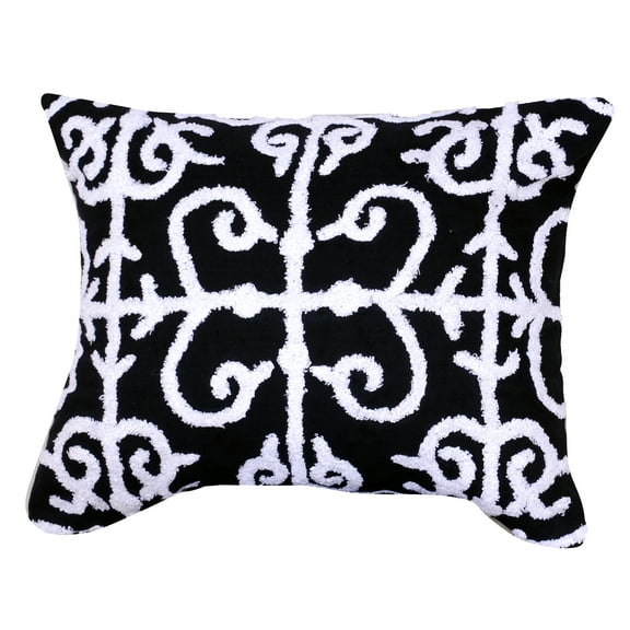 A&B Home Embroidered Throw Pillow, Black, 16 by 20-Inch