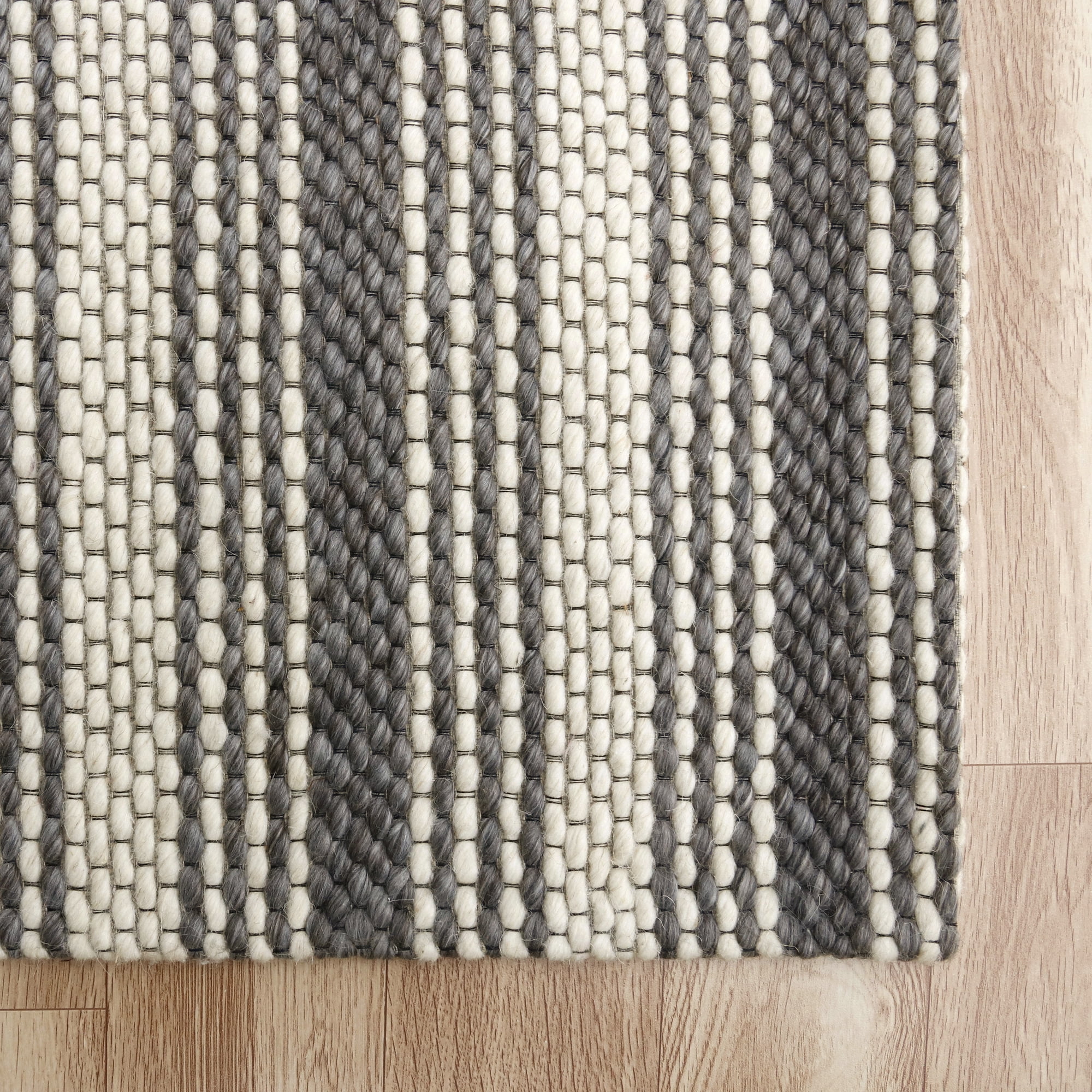 Ox Bay Asane 7'9" x 9'9" Gray/Ivory Striped Wool Indoor Area Rug