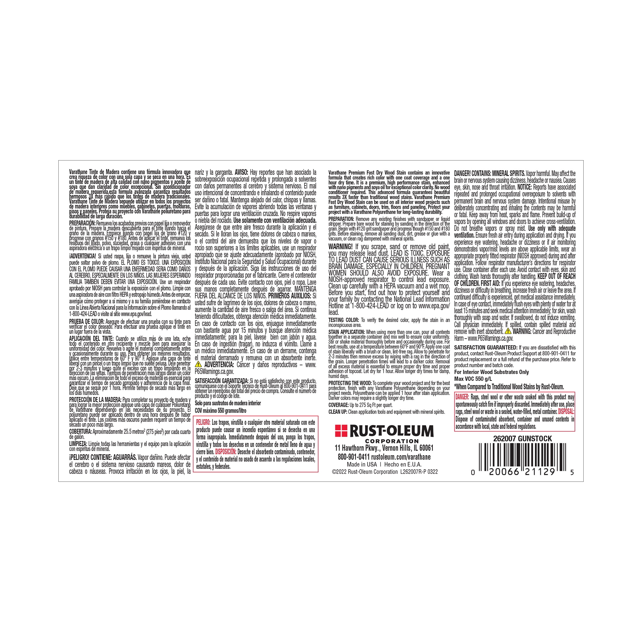 2 Pack, Gunstock, Varathane Premium Fast Dry Wood Stain-262007, Quart
