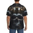 thumbnail image 5 of Fotbe Royal Skull With Golden Crown print Short Sleeve Button Down Shirts for Men Casual Summer Beach Wrinkle Free Shirt-Large, 5 of 7