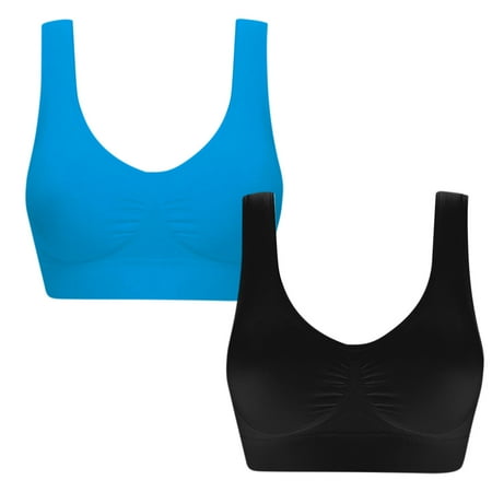 Mrat Sport Bras for Women 2 Pack Women s Wireless Bra  Comfort Sleepwear Lingerie Tops Wirefree Bra for Women Plus Size Ladies Bra Yoga Sport S-139 Dark Blue XXL
