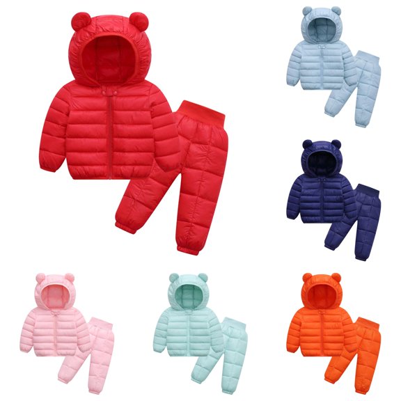 Glisme Outfits For Girls 6-9 Months Autumn And Winter Long Sleeve Zipper Coat Jacket Solid Color Winter Warm Casual Tracksuit Cute Daily Wear Red