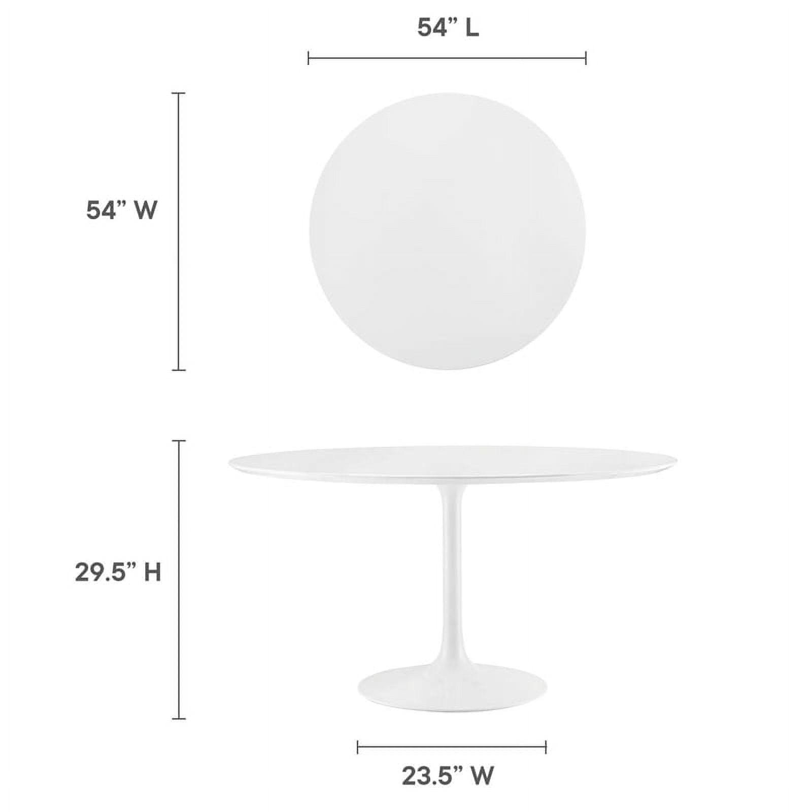 Modway Lippa 54" Round Modern Wood Top Dining Table in White