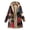 Red, variant on comerut Women Overcoat Keep Warm Hooded Polyester Ethnic Pattern Winter Coat for Daily Wear