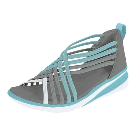

Huanghuaa Wedges Sandals for Women Dressy Summer Women s Oversized Sandals Wedge Breathable Adult Sports Woven Fishmouth Shoes Roman Sandals