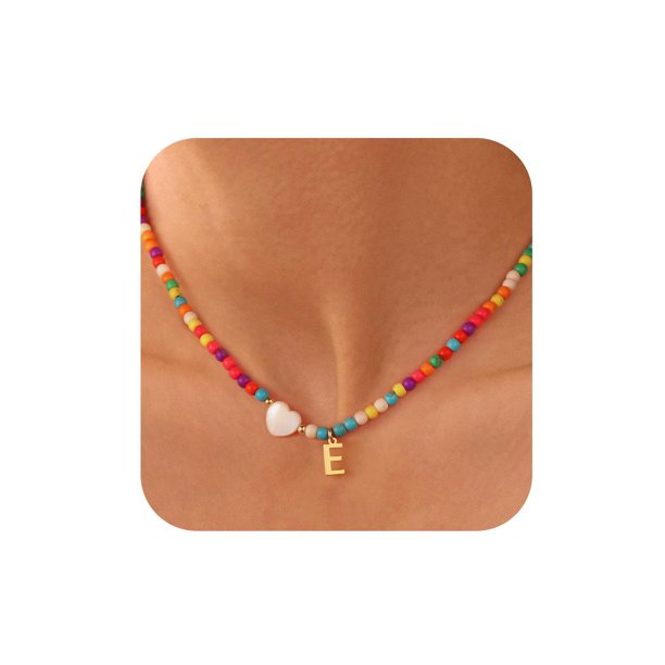 Collar: Gargantilla con iniciales de ursteel, 36 cm, oro y plata