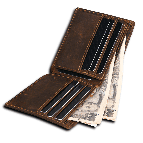 Men's Genuine Leather Ultra-Thin Folded Wallet - Men's Wallet RFID Anti-Theft Holiday Gift