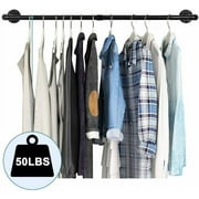 31.5" Wall Mount Garment Rack Industrial Iron Pipe Clothes Hanging Bar Black