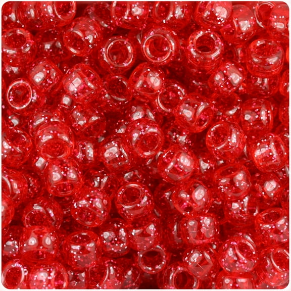 BeadTin Ruby Sparkle 9mm Barrel Pony Beads (500pc)