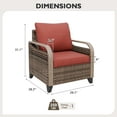 thumbnail image 2 of EAGLE PEAK Wicker Outdoor Chair with Cushions, Patio Chair, Deep Seating 4 inch Cushion, PE Rattan Curved Armrest Porch Chair, Brown/Red, 2 of 8