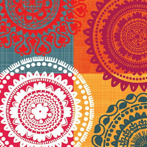 Ethnic Theme, Orange, Yellow, Blue Pattern - Decorative Lunch Paper Napkins 100pcs - Perfect for Craft, Birthday, Special Occasions, Weddings, Autumn Party