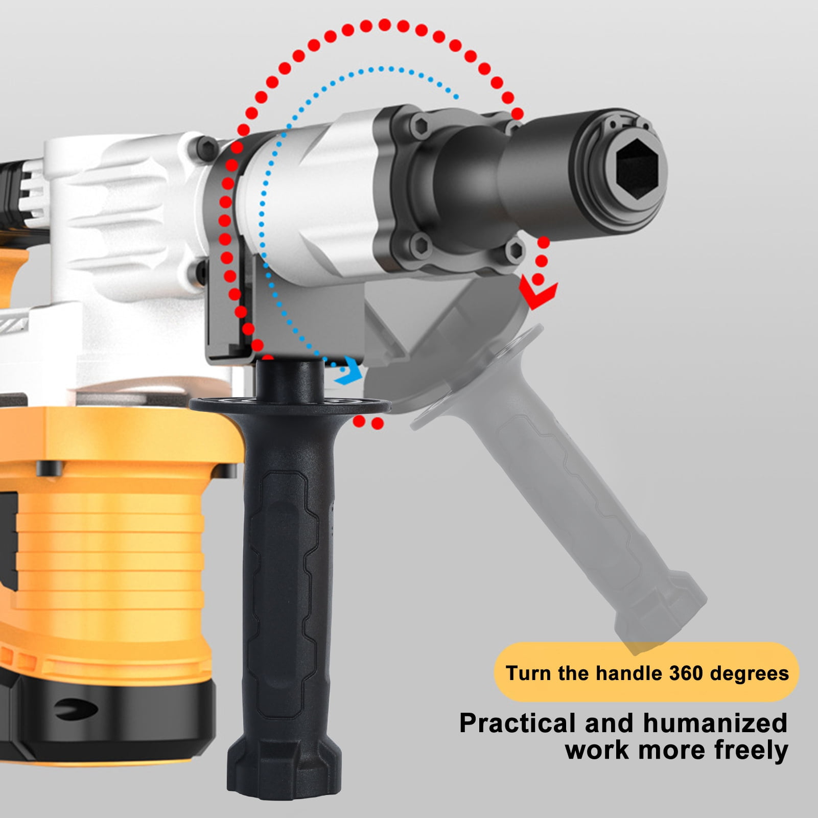 AQMD Demolition Jack Hammers, 1200W Concrete Breaker Electric Hammer Drills with Chisel Bit for Trenching, Chipping, Breaking Holes