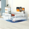 thumbnail image 3 of Bellemave Queen Size  Floor Bed with Fence and Door, Wood Montessori Bed Frame, Floor Bed Frame, Slats Not Included (Queen,White), 3 of 13