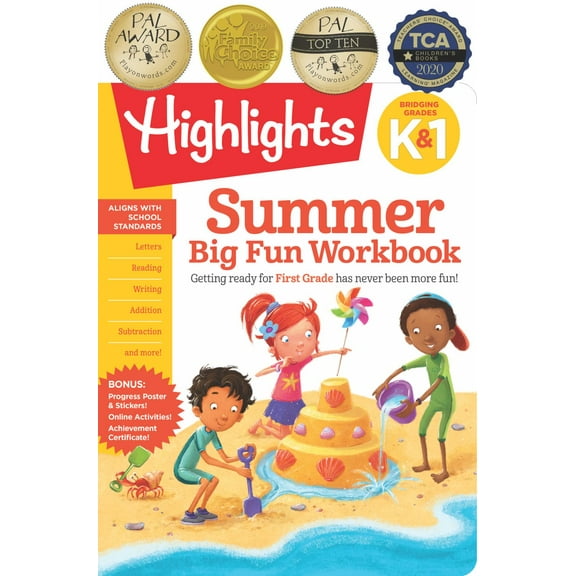 Summer Big Fun Workbook Bridging Grades K And 1: Ready for First Grade at Home, First Grade Summer Workbook with Letters, Reading, Writing, Addition, Subtraction and More (Paperback)